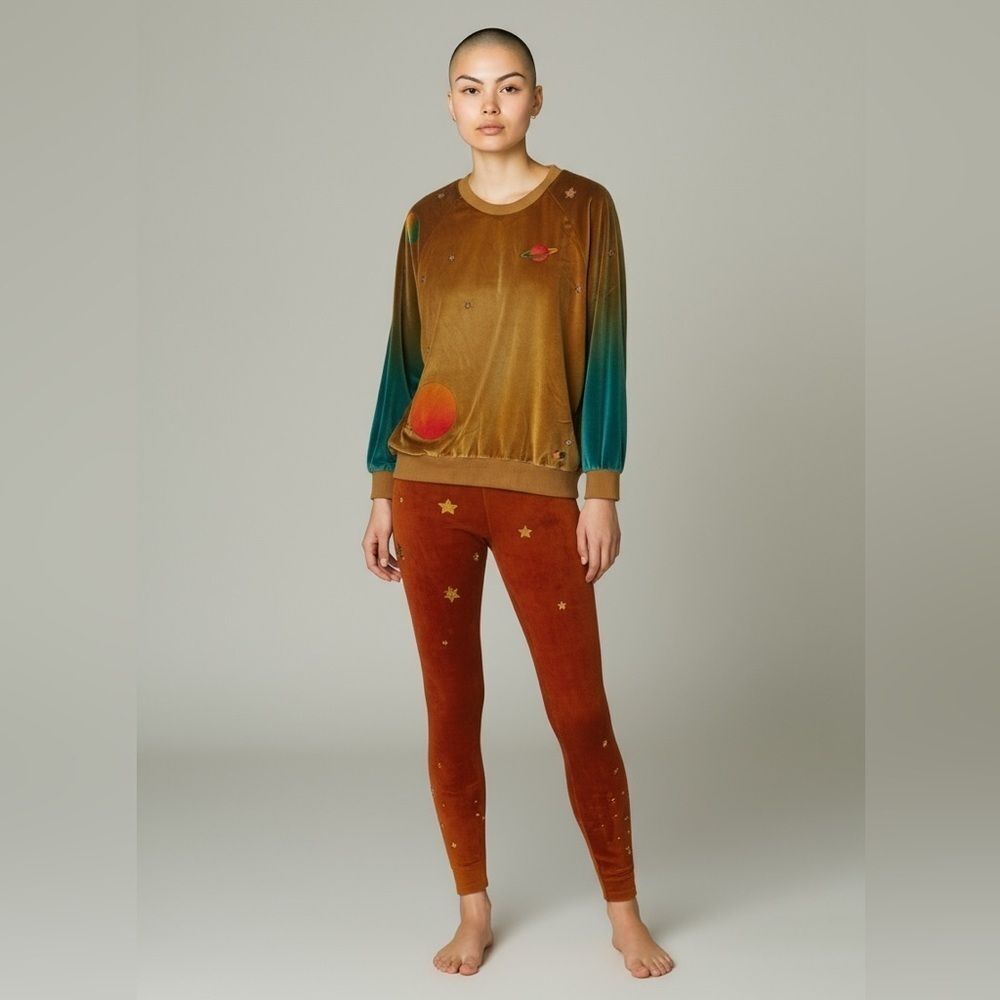 🪐 RARE Aviator Nation Celestial Galaxy Star Velour Crewneck and Leggings